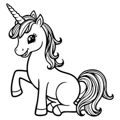 Magical Unicorn Lifting Hoof in Majestic Pose for Coloring Page