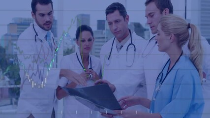 Nurse presenting radiographic film and guiding medical team analyzing X-ray reviewing patient case - Powered by Adobe