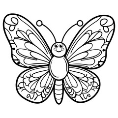 Beautiful Cartoon Butterfly with Decorative Wings for Coloring Fun