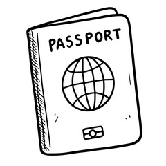 Travel-themed doodle sketch vector icon of a passport