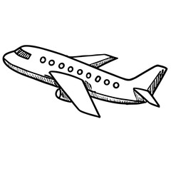 doodle sketch vector icon of an airplane