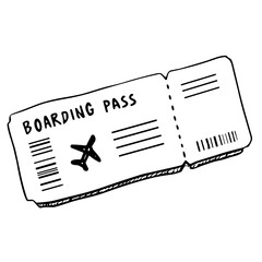 doodle sketch vector icon of a boarding pass