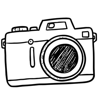 doodle sketch vector icon of a camera 