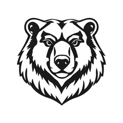Bear head, wild animal emblem, fierce bear face, forest animal icon, vector illustration	