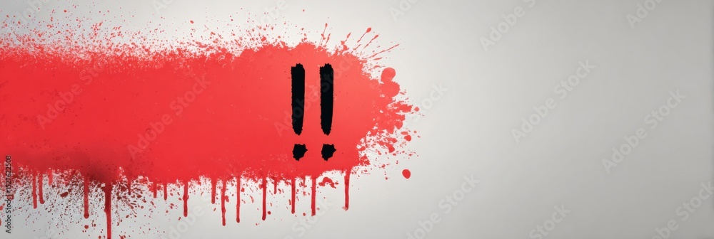 Poster bold red exclamation mark on a neutral background emphasizing urgency and alertness in a creative co