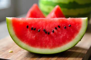 Juicy slice of watermelon close up 