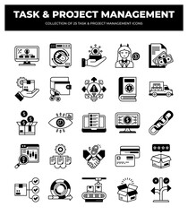 25 Task & Project Management Icons: Streamline your workflow with our comprehensive icon set for business and project planning.