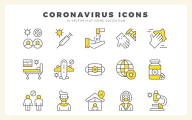 15 Coronavirus Two Color icon pack. vector illustration.