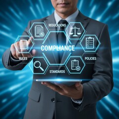 Corporate Compliance and Regulatory Standards Concept With Digital Interface Icons