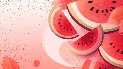 vector summer watermelon banner with text on pink background