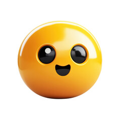Fototapeta premium Cute Emoji 3D Rendering with Glossy Surface Happy Face with Big Eyes and on transparent background