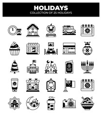 Holidays. Collection of 25 Holiday Icons