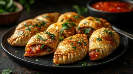 Savory, golden pastries filled with savory sauce