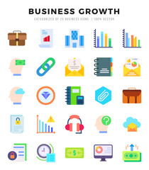 Business Growth Flat icons collection. Flat icons pack. Vector illustration