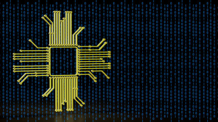 The Gold Logic for Technology concept 3d Rendering.