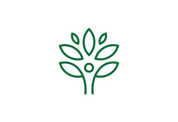 Obraz premium tree people logo design line art vector illustration