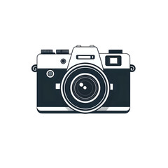 Minimalist illustration of a retro camera icon with clean lines and a modern look. High-resolution PNG file perfect for digital projects, presentations, and creative branding.