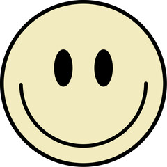 smiley face icon retro outline style