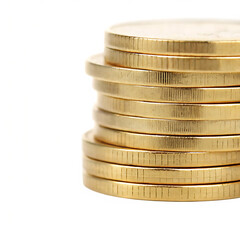 Stack of gold coins isolated on a white background png ai generated