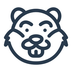 Beaver Head Symbol with Bold Line Style