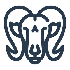 Bighorn Sheep with Curved Horns Outline