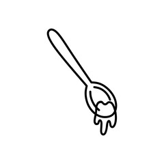 A spoon of honey or jam isolated on a white background. Vector hand-drawn illustration in doodle style. Perfect for decorations, logo, various designs.