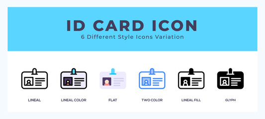 Id card icons set. Different style of icons simple vector illustration.