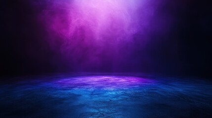 Blue and purple neon light on concrete cement floor and black background studio, Abstract high-tech, technology futuristic or entertainment feeling