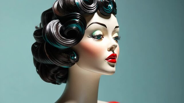 realistic humanlike doll with lifelike features, concept of surreal art, fashion styling, creative content production