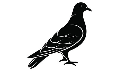 A Stark Black Silhouette of a Peaceful Dove AI-Generated Bird Illustration