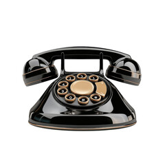 Vintage Charm Glossy Black Rotary Phone Nostalgic Communication Technology on transparent background