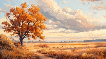 Golden fields in autumn