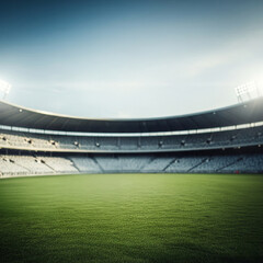 a large stadium with a well-maintained green grass field.