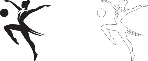 Exercise with ball. Vector icon of rhythmic gymnastics.