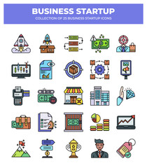 Collection of 25 Business Startup Icons:  A Visual Guide to Launching Your Venture