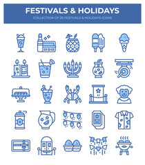 Festivals and Holidays. A Collection of 25 Fun Icons