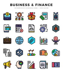 Set of Business & Finance icons in Lineal Color style. Lineal Color Icons symbol collection.