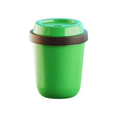 Bright green disposable coffee cup with brown lid isolated on perfect for branding mockup design template for cafe restaurant beverage packaging 3d hot on transparent background