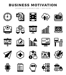 Business Motivation Icon Pack 25 Vector Symbols for Web Design.