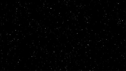 Real snowfall out of focus on black background for overlay blending mode. Flying dust particles on a black background
