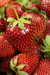 Ripe fresh strawberries close-up macro.