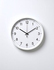 White Analog Clock on White Wall