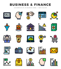 Vector Business & Finance types icon set in Lineal Color style. vector illustration.