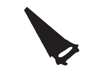 Vector isolated hand saw tool colorless black and white outline silhouette shadow shape stencil solid black