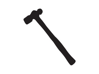 Vector isolated hammer tool colorless black and white outline silhouette shadow shape stencil solid black