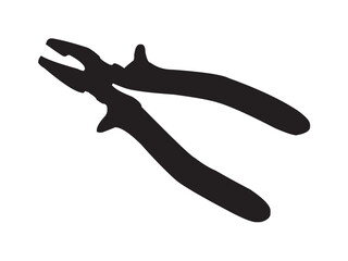Vector isolated pliers tool colorless black and white outline silhouette shadow shape stencil solid black