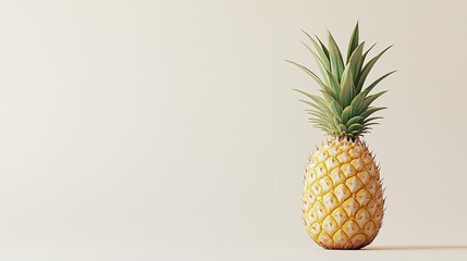 Floating Items On White, Fresh Pineapple on Minimalist Background for Culinary and Tropical Themes