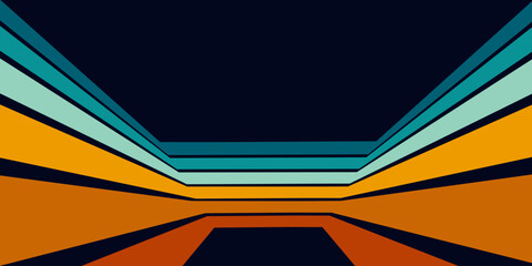 Abstract 1970's background design in futuristic retro style with colorful lines. Vector illustration.