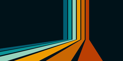 Abstract 1970's background design in futuristic retro style with colorful lines. Vector illustration.