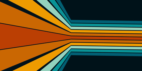 Abstract 1970's background design in futuristic retro style with colorful lines. Vector illustration.